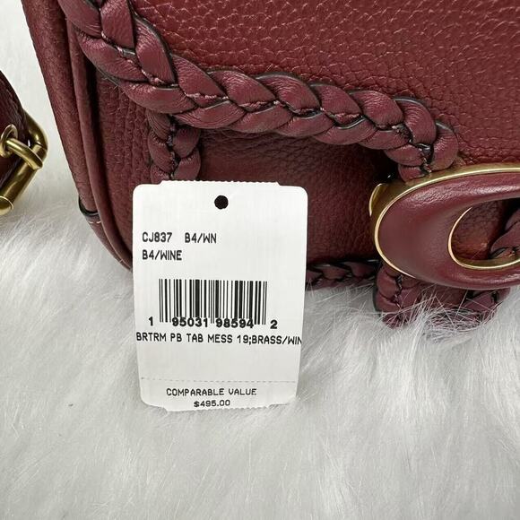 COPY - Coach Tabby Messenger 19 With Braid Crossbody In Brass/Wine Leather NWT … - Picture 6 of 11